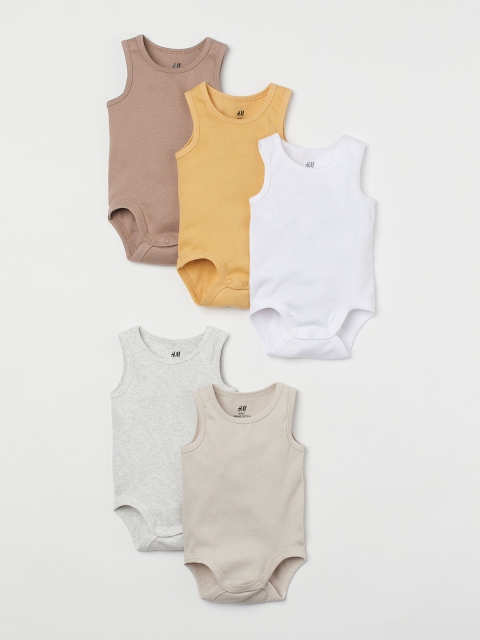 

H&M Kids Multicoloured Sustainable 5-Pack Sleeveless Bodysuits, Multi