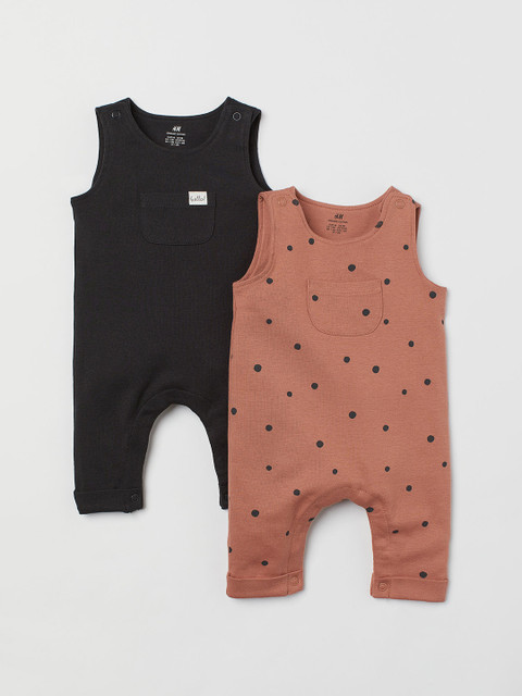 

H&M Infants Black & Pink Sustainable 2-Pack Sleeveless Romper Suits