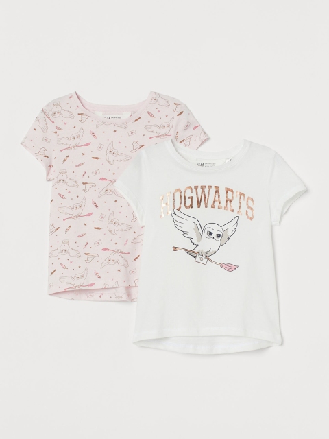 

H&M Girls White & Pink 2-Pack Printed Tops