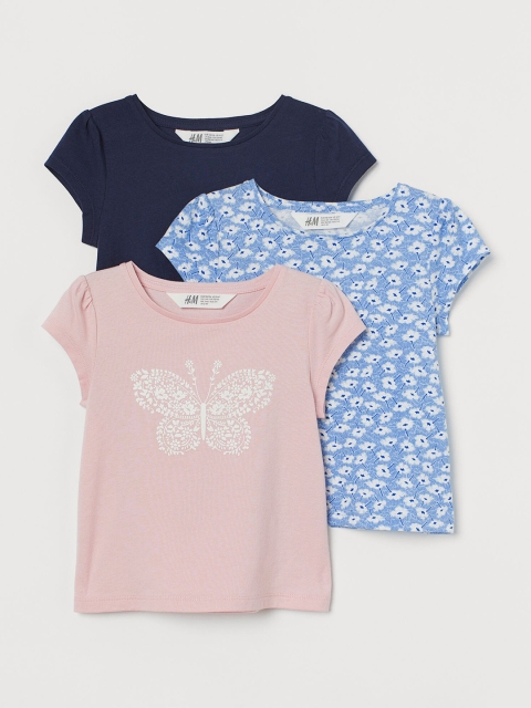 

H&M Girls Multicoloured 3-Pack Jersey Tops, Multi