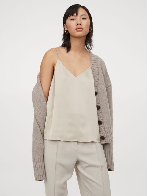 

H&M Women Beige Satin Strappy Top