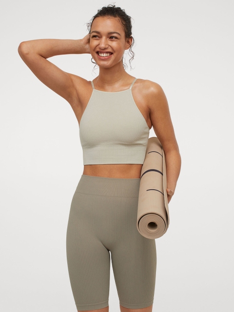 

H&M Women Beige Seamless Sports Bralette 0927142001