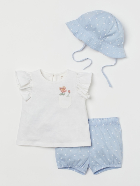 

H&M Girls Blue & White Printed 3-Piece Cotton Set