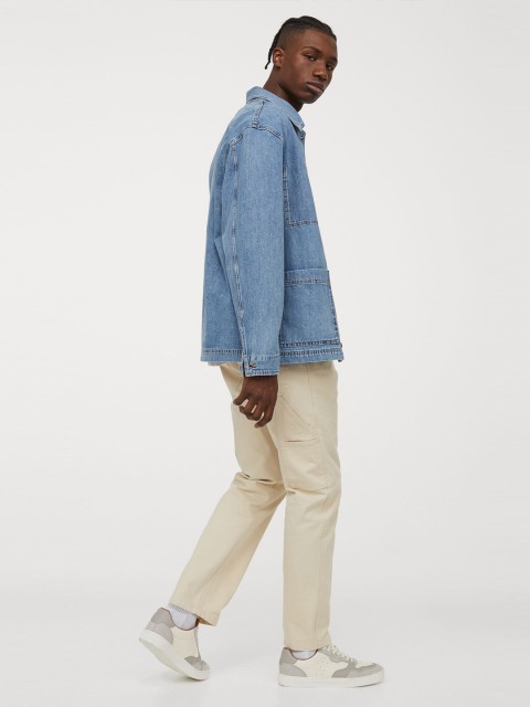

H&M Men White Hammer-loop twill trousers