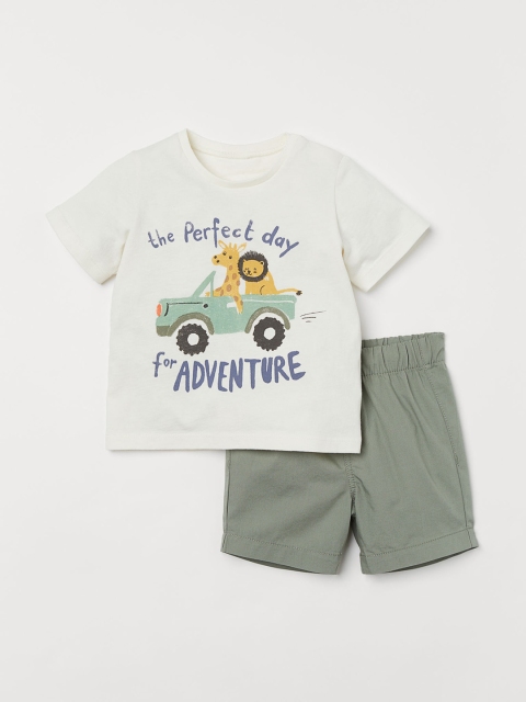 

H&M Boys Green & White 2-Piece Cotton Set