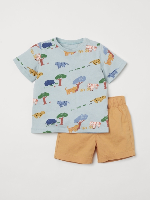 

H&M Boys Turquoise Blue & Yellow 2-Piece Cotton Set