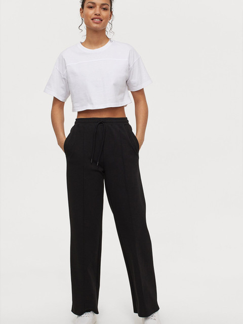 

H&M Women Black Solid Wide Sports Joggers