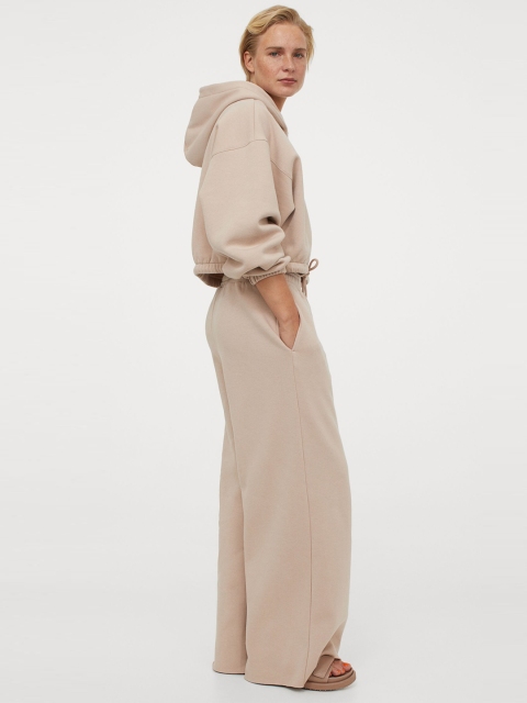 

H&M Women Beige Solid Wide Joggers