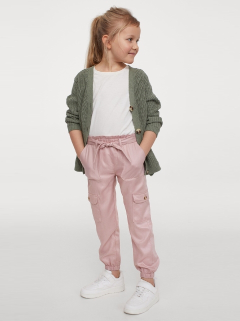 

H&M Girls Pink Solid Utility Joggers