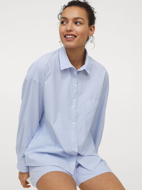 

H&M Women Blue Solid Cotton Pyjamas