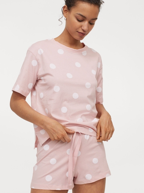 

H&M Women Pink Printed Cotton Jersey Pyjamas