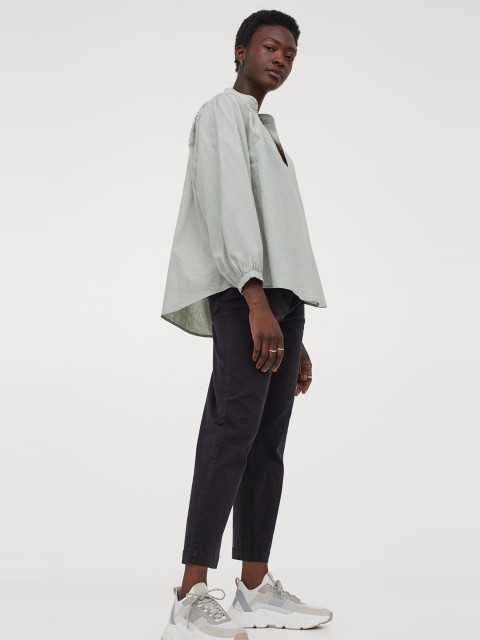 

H&M Women Green Solid Balloon-Sleeved Blouse