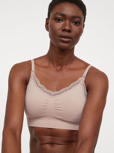 

H&M Women Beige & Grey Solid MAMA 2-Pack Nursing Bras 0796454008