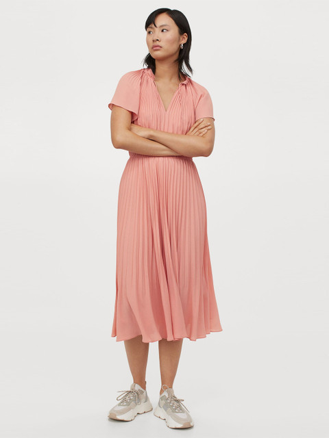 

H&M Women Orange Pleated dress