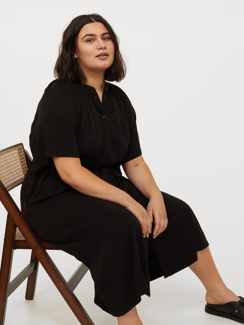 

H&M+ Women Black Tie-detail dress