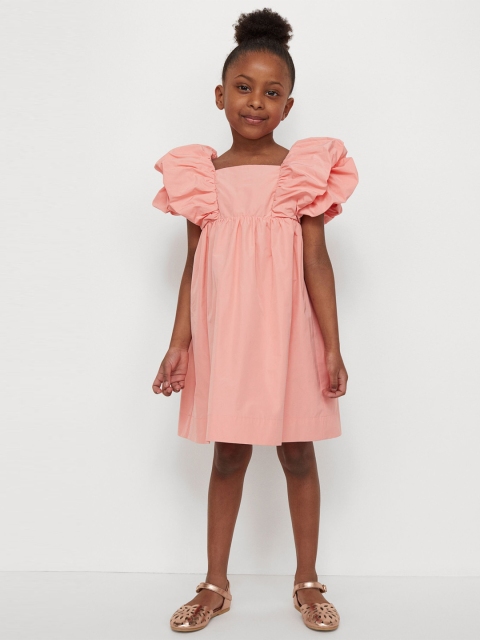 

H&M Girls Pink Puff-sleeved dress