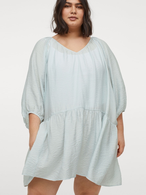 

H&M+ Women Turquoise A-line dress, Turquoise blue