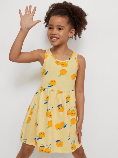 

H&M Girls Yellow Patterned jersey dress, Multi