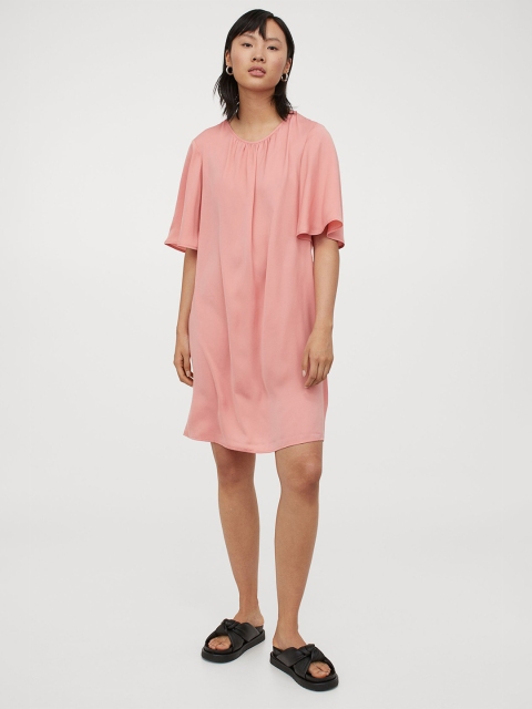 

H&M Woman Pink Tie-belt satin dress, Orange