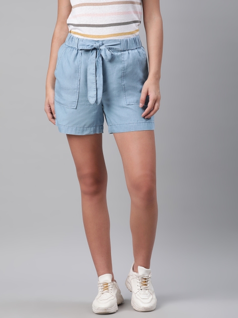 

Marks & Spencer Women Blue Solid Skinny Fit Regular Shorts