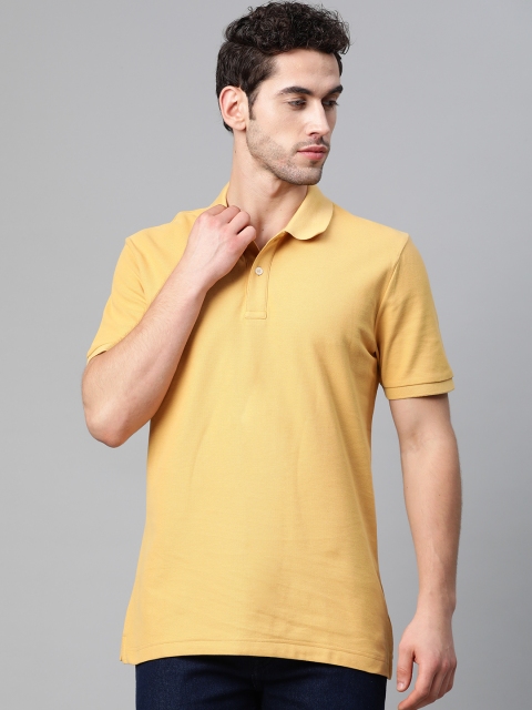 

Marks & Spencer Men Mustard Yellow Pure Cotton Solid Polo Collar T-shirt