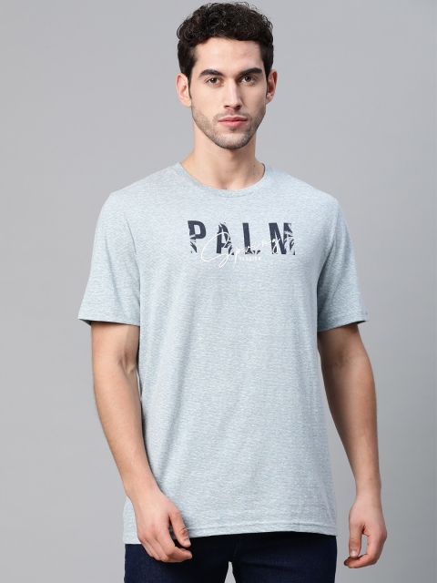 

Marks & Spencer Men Blue Pure Cotton Typographic Print Round Neck T-shirt