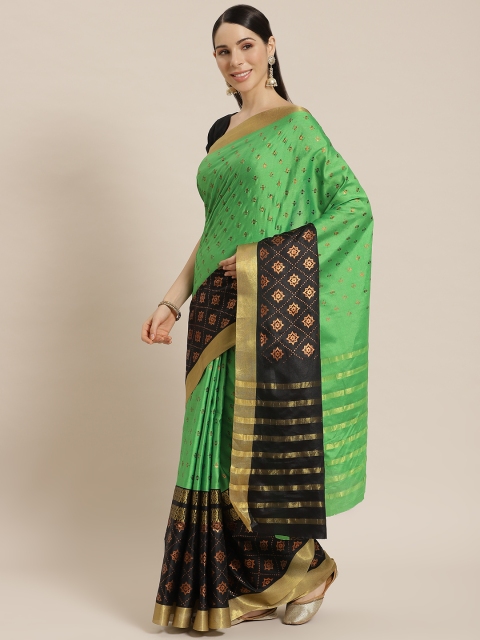 

KALINI Green & Golden Ethnic Motifs Printed Saree