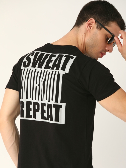 

Moda Rapido Men Black Typography Printed Pure Cotton T-shirt