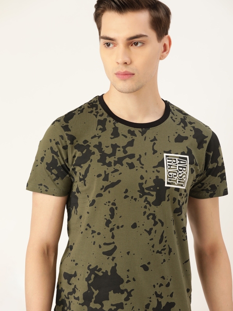 

Moda Rapido Men Black & Olive Green Printed T-shirt