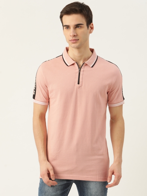 

Moda Rapido Men Pink Pure Cotton Solid Polo Collar T-shirt