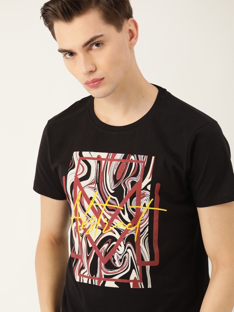

Moda Rapido Men Black & Brown Printed Cotton T-shirt