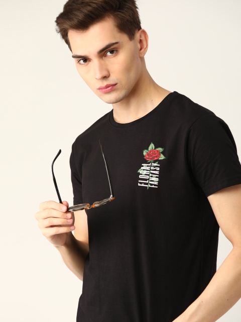 

Moda Rapido Men Black Typography Printed Pure Cotton T-shirt