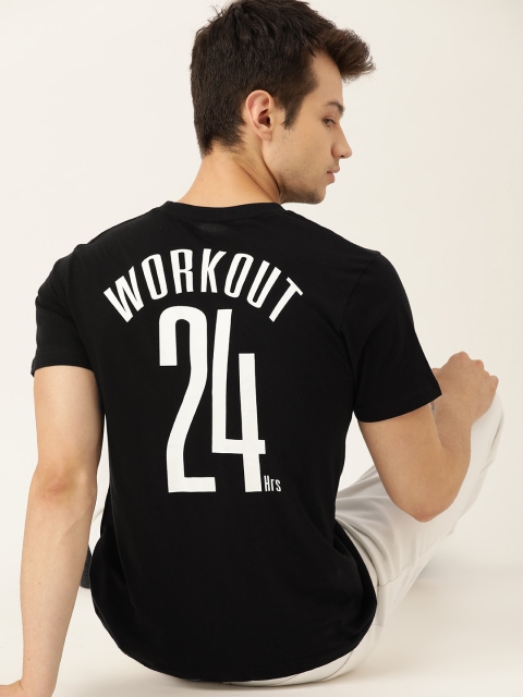 

Moda Rapido Men Black & White Typography Printed Back Pure Cotton T-shirt