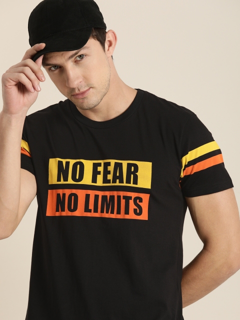 

Moda Rapido Men Black Typography Printed Pure Cotton T-shirt