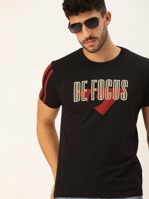 

Moda Rapido Men Black Typography Printed Pure Cotton T-shirt