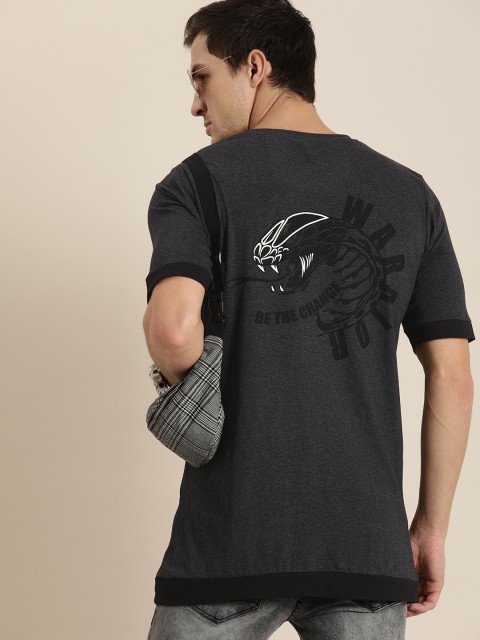 

Moda Rapido Men Charcoal Printed Pure Cotton T-shirt