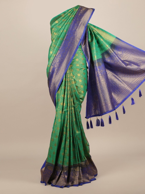 

Pothys Green & Blue Jute Silk Woven Design Saree