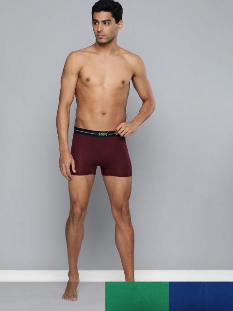 

HRX MEN PACK OF THREE SOLID TRUNKS, Maroon
