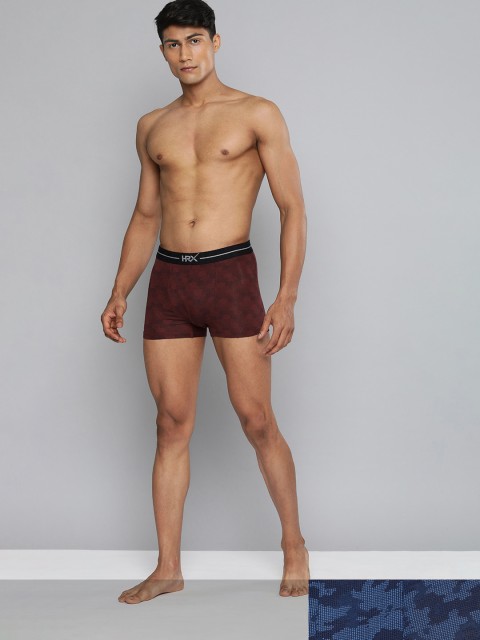 

HRX By Hrithik Roshan Men Pack of 2 Printed Antimicrobial Lifestyle Trunks, Brown