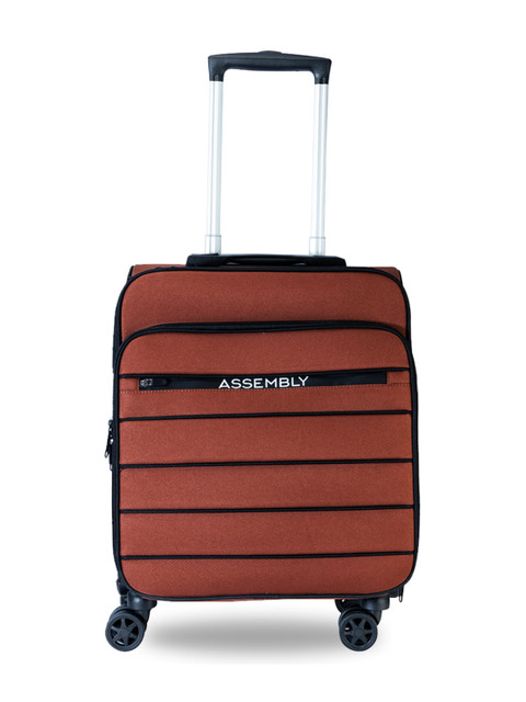 

THE ASSEMBLY Rust Brown Solid Soft-Sided Cabin Trolley Bag