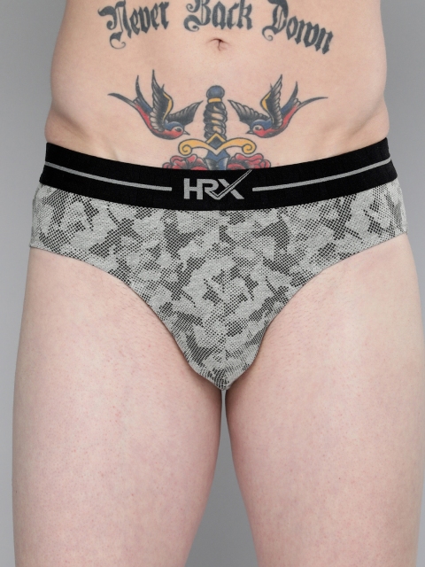 

HRX By Hrithik Roshan Men Grey Printed Melange Lifestyle Briefs