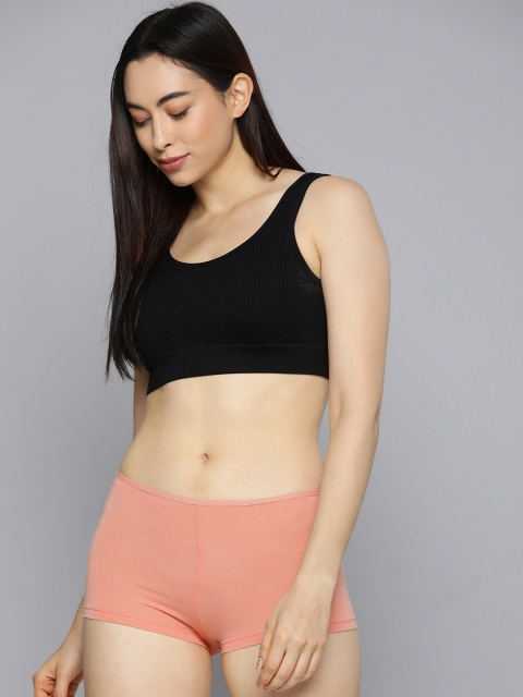 

HRX By Hrithik Roshan Women Solid Antimicrobial Lifestyle Brief HR_SS21_W_BF_2358_04-A, Peach