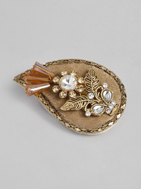 

AccessHer Women Gold-Toned Handcrafted Studded Brooch