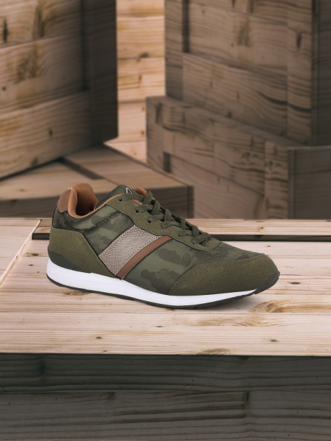 

Power Men Olive Green Textile Walking Shoes