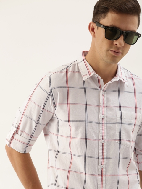 

Moda Rapido Men White Slim Fit Checked Casual Shirt