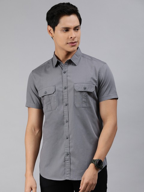 

HERE&NOW Men Grey Slim Fit Casual Shirt