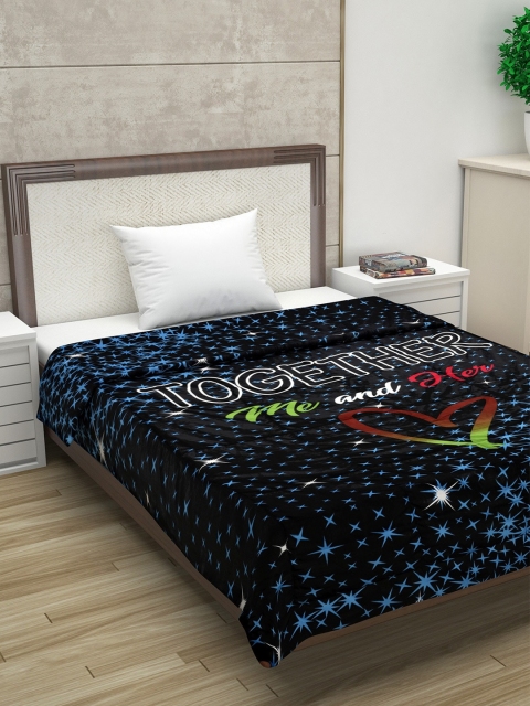 

Divine Casa Black & Blue Abstract AC Room 110 GSM Single Bed Comforter