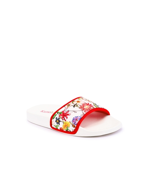 

KazarMax Girls White & Red Printed Sliders