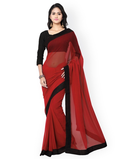 

Mirchi Fashion Red Poly Georgette Saree