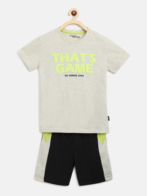 

Lil Tomatoes Boys Grey & Black Printed Night suit